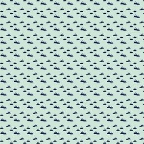 (teeny tiny print) mountains (navy on mint) || northern lights collection