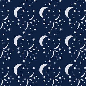 Once Starry Night, Oxford blue, moon, stars, baby