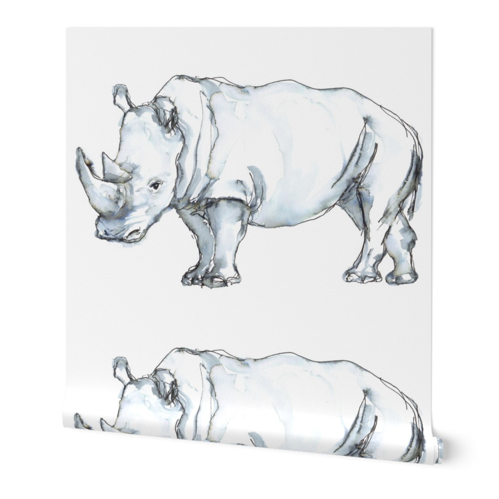 Watercolor Rhinos (Larger Print)