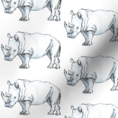Watercolor Rhinos (Larger Print)