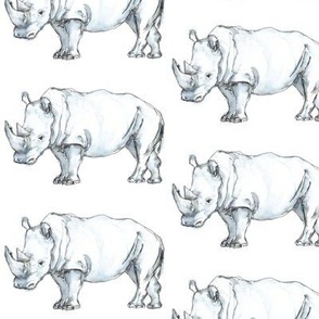 Watercolor Rhinos (Larger Print)