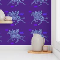 Zebra Fly in purple and pale blue on purple background