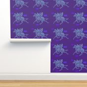 Zebra Fly in purple and pale blue on purple background