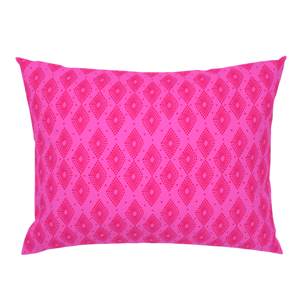 Mudcloth Dotty Diamonds in Neon Pink + Red