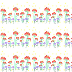 FLOWERS SPOONFLOWER REDS BLUES