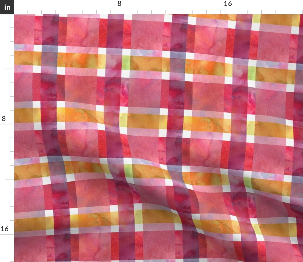 twill plaid watercolor pink