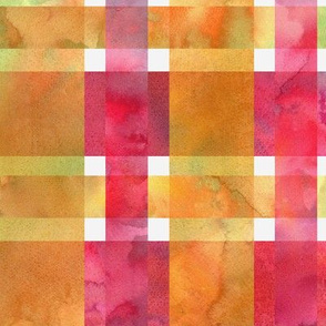 twill plaid watercolor yellow and pink