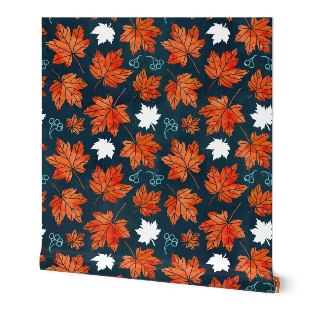 Autumn leaves against dark blue extra small