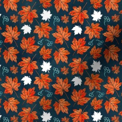 Autumn leaves against dark blue extra small