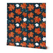 Autumn leaves against dark blue extra small