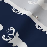 Deer Head Silhouette // Navy and White