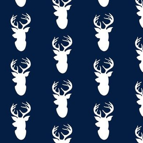 Deer Head Silhouette // Navy and White