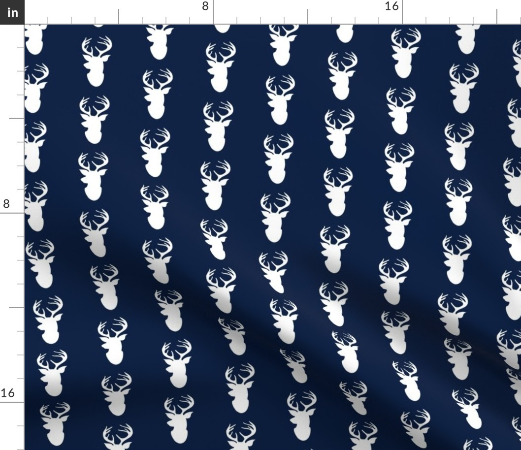 Deer Head Silhouette // Navy and White