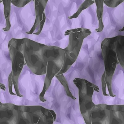 Small Moody Mod Llamas - pewter purple