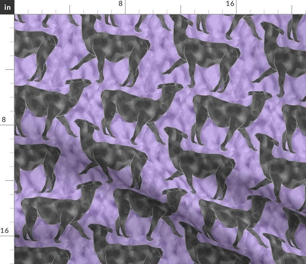 Small Moody Mod Llamas - pewter purple