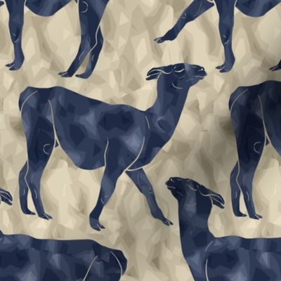 Small Moody Mod Llamas - navy sand