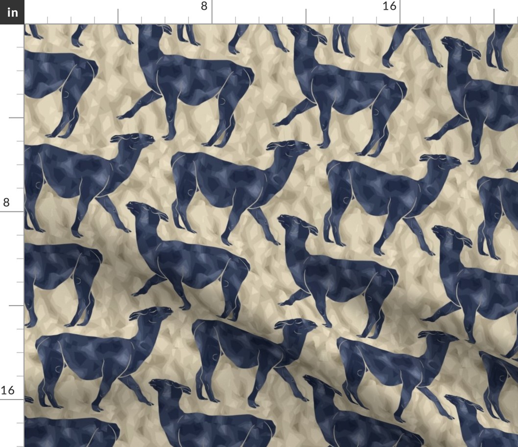 Small Moody Mod Llamas - navy sand