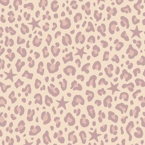 ★ STARS x LEOPARD ★ Pale mauve + Blush Pink on Ecru - Small Scale / Collection : Leopard Spots variations – Punk Rock Animal Prints 3