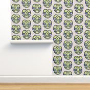 Lime Punch Monstera kilim N1 (Pantone Almost Mauve)