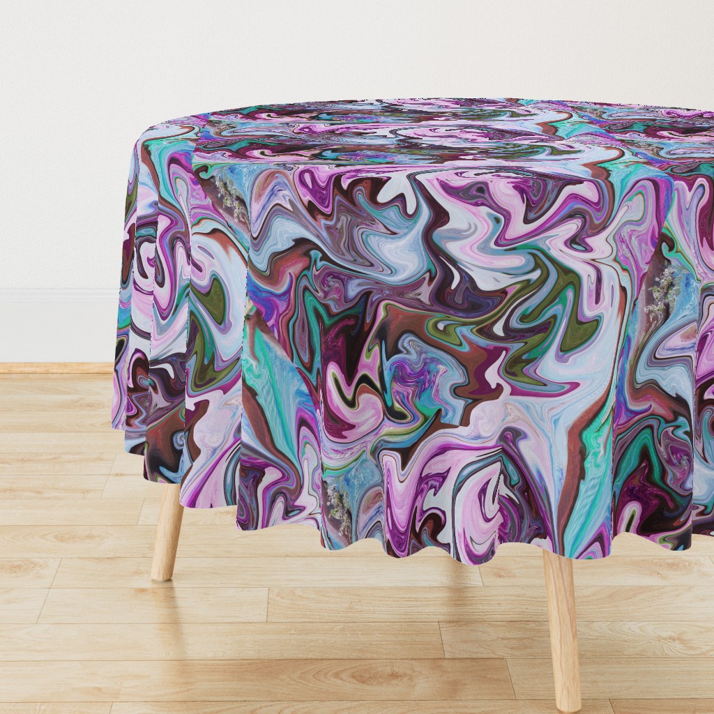 BNS2 - LG - Marbled Mystery Swirls  in Purple - Lavender - Aqua - Turquoise - Olive Green