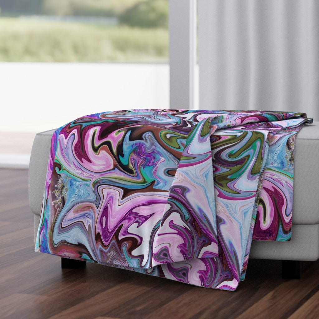 BNS2 - LG - Marbled Mystery Swirls  in Purple - Lavender - Aqua - Turquoise - Olive Green