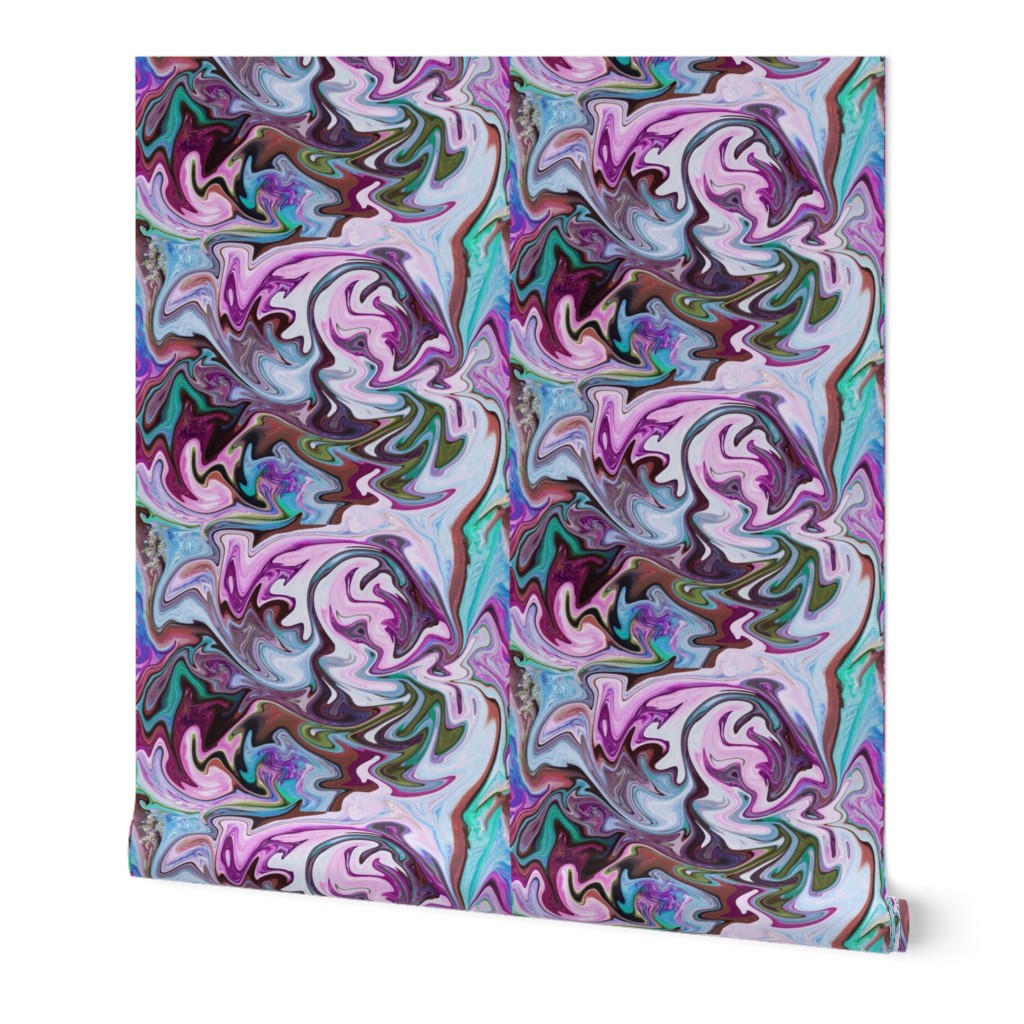 BNS2 - LG - Marbled Mystery Swirls  in Purple - Lavender - Aqua - Turquoise - Olive Green