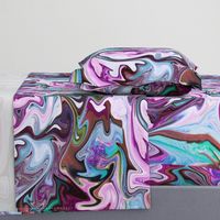 BNS2 - LG - Marbled Mystery Swirls  in Purple - Lavender - Aqua - Turquoise - Olive Green