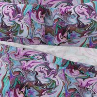 BNS2 - LG - Marbled Mystery Swirls  in Purple - Lavender - Aqua - Turquoise - Olive Green