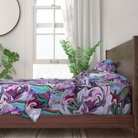 BNS2 - LG - Marbled Mystery Swirls  in Purple - Lavender - Aqua - Turquoise - Olive Green