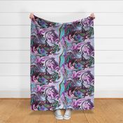 BNS2 - LG - Marbled Mystery Swirls  in Purple - Lavender - Aqua - Turquoise - Olive Green