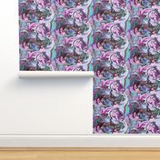 BNS2 - LG - Marbled Mystery Swirls  in Purple - Lavender - Aqua - Turquoise - Olive Green