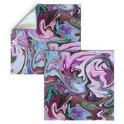 BNS2 - LG - Marbled Mystery Swirls  in Purple - Lavender - Aqua - Turquoise - Olive Green