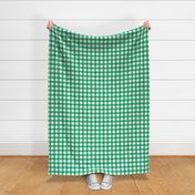 One Inch Shamrock Green  and White Checkered Italian Bistro Cloth with Flowers