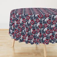 Hawaiian Floral in Navy and Burgundy