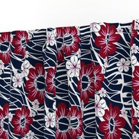 Hawaiian Floral in Navy and Burgundy