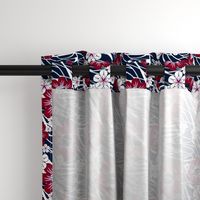 Hawaiian Floral in Navy and Burgundy