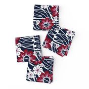 Hawaiian Floral in Navy and Burgundy