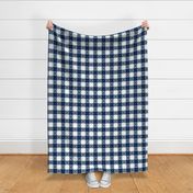 Two Inch Navy Blue and White Checkered Italian Bistro Cloth with Flowers