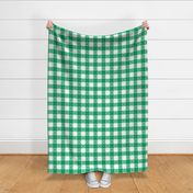 Two Inch Shamrock Green  and White Checkered Italian Bistro Cloth with Flowers