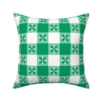 Two Inch Shamrock Green  and White Checkered Italian Bistro Cloth with Flowers