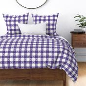 Two Inch Ultra Violet Purple and White Checkered Italian Bistro Cloth with Flowers