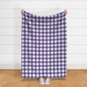 Two Inch Ultra Violet Purple and White Checkered Italian Bistro Cloth with Flowers