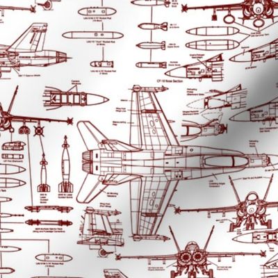 F-18 Blueprints Red // Small