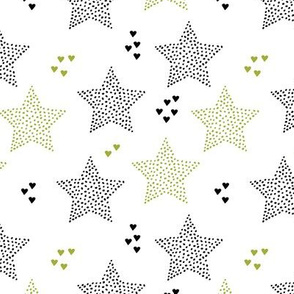 Twinkle twinkle little star cute baby nursery or christmas theme print in black white and olive green night