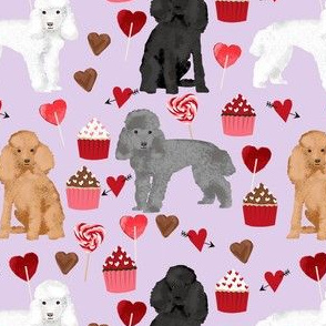 toy poodle mixed valentines day cupcakes hearts love dog breed fabric purple