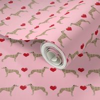 whippet love hearts cute dog breed fabric pink