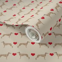 whippet love hearts cute dog breed fabric tan