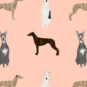 whippet simple dog breed fabric blush