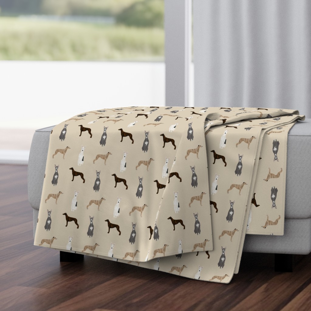whippet simple dog breed fabric tan