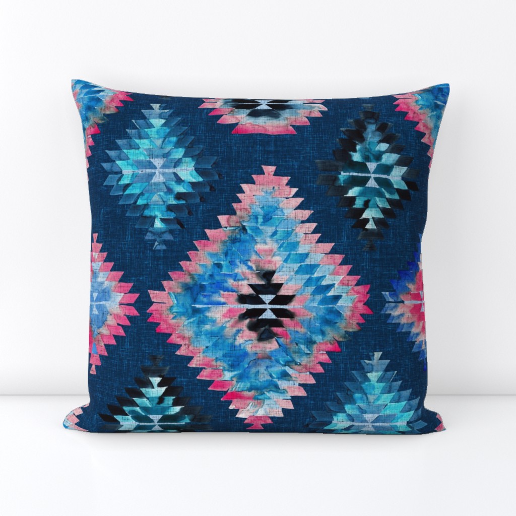 Bllue Diamond Kilim Watercolor